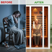 2 Person Extendable FAR Infrared Sauna for Home, Hemlock Wood Low EMF 6 Carbon Heaters Indoor Saunas with LED Lights, Bluetooth Speaker, Digital Control Panel, and Seating Bench — Before & After